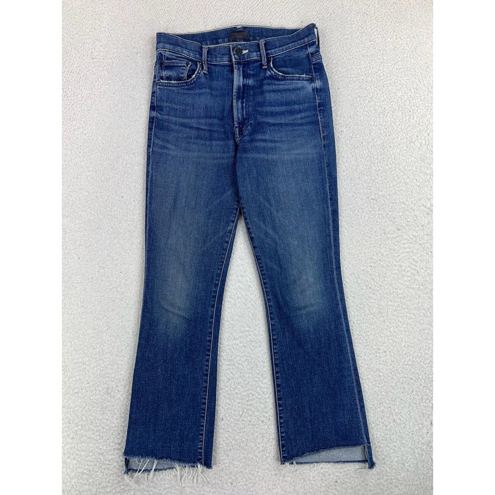Mother The Insider Crop Step Fray Jeans Womens 26 Blue Wish On A Star Stretch